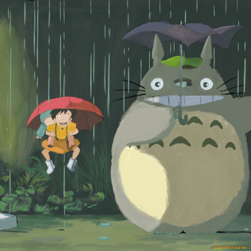 Обои Tonari no Totoro Аниме My Neighbor Totoro, обои для рабочего стола,  фотографии tonari, no, totoro, аниме, *unknown, другое, остановка, дождь,  зонты Обои для рабочего стола, скачать обои картинки заставки на рабочий